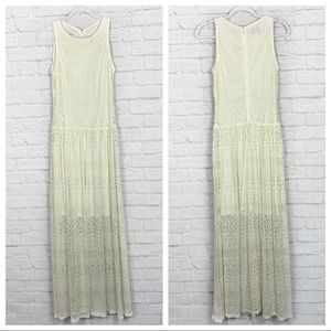 Sabine Cream Sleeveless Lace Peekaboo Maxi Dress